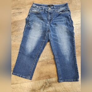 Cato Women's Relaxed Jeans Capris in Classic Blue